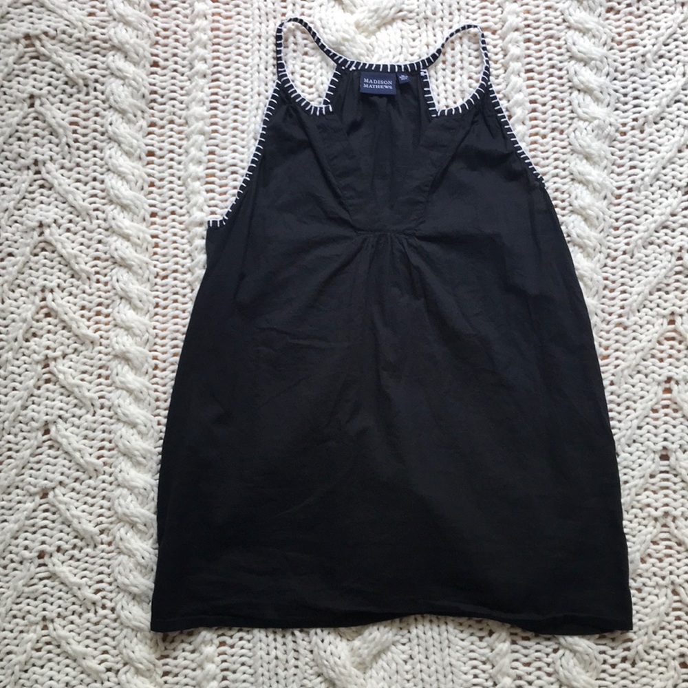 Madison Mathews Black Tank with Stitching detail